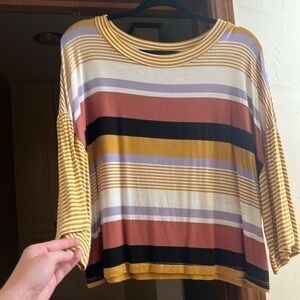 3/4 length sleeve multicolor striped blouse